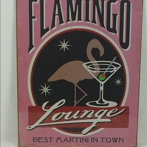 🦩Pink Flamingo Best Martini 12x18 vtg metal sign.